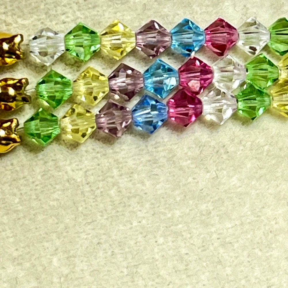 Pastel Swarovski Beads Three Strand Crystal Necklace - Picture 5 of 8